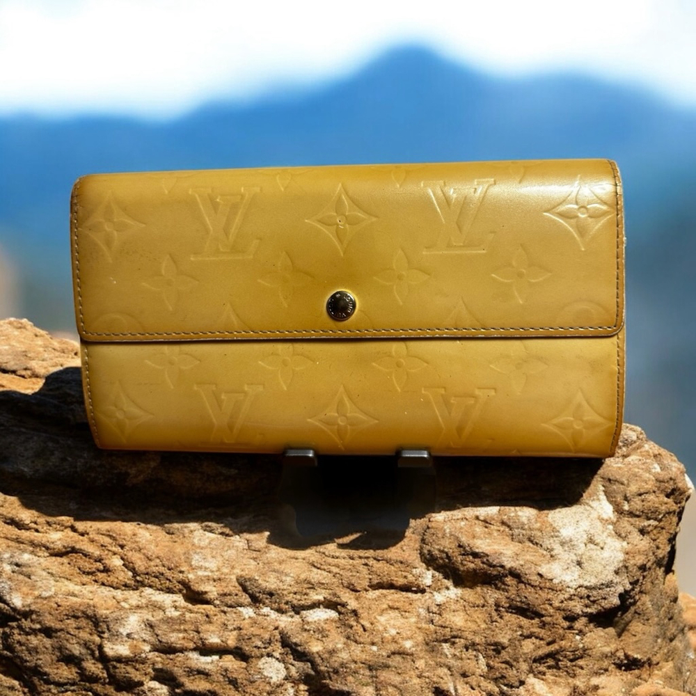 Louis Vuitton Yellow Leather Vernis Long Flap Wallet - Picture 1 of 11